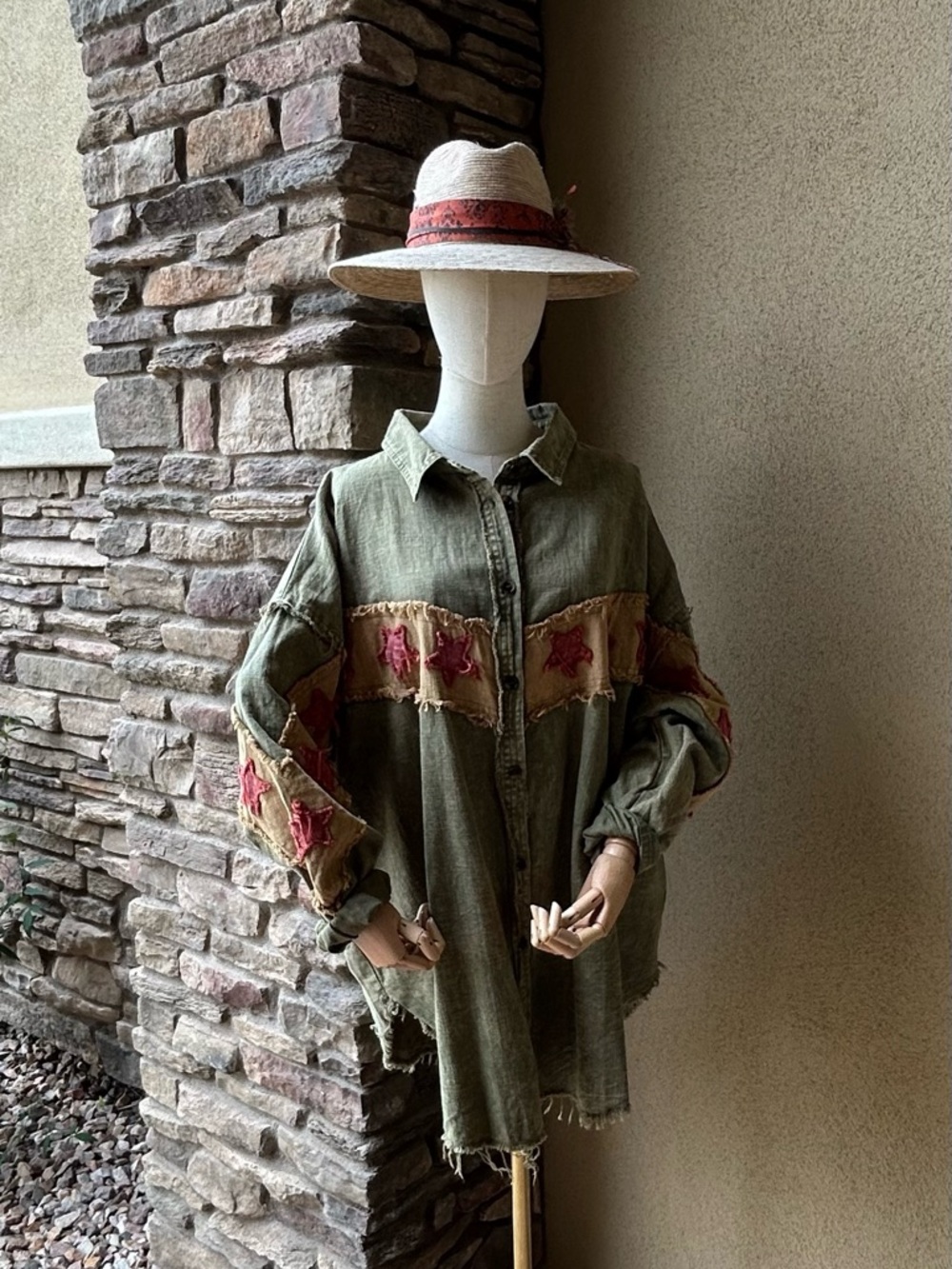 Oli & Hali Olive Green Star Patch Oversized Jacket - Picture 3 of 5